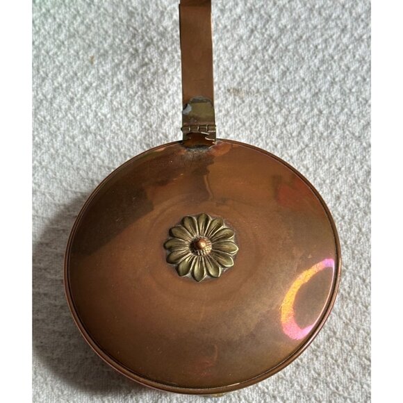 Copper Silent Butler Crumb Catcher Hinge Lid Feet Fireplace Decor Bed Warmer - Picture 10 of 11